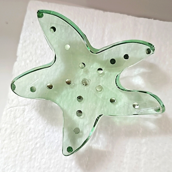 Tropical Starfish paperweight Aqua Crystal Sea Green 4" desk decor beach - Picture 3 of 7